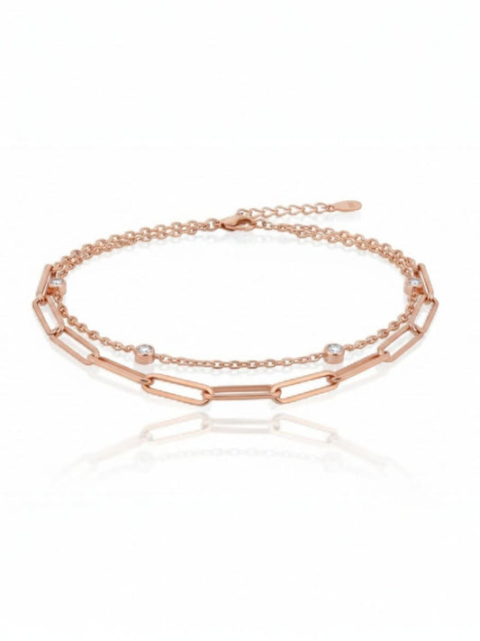 Gold bracelet with modern rectangular links and small pearl accents arranged throughout – refined feminine jewellery by Near Earth Object.