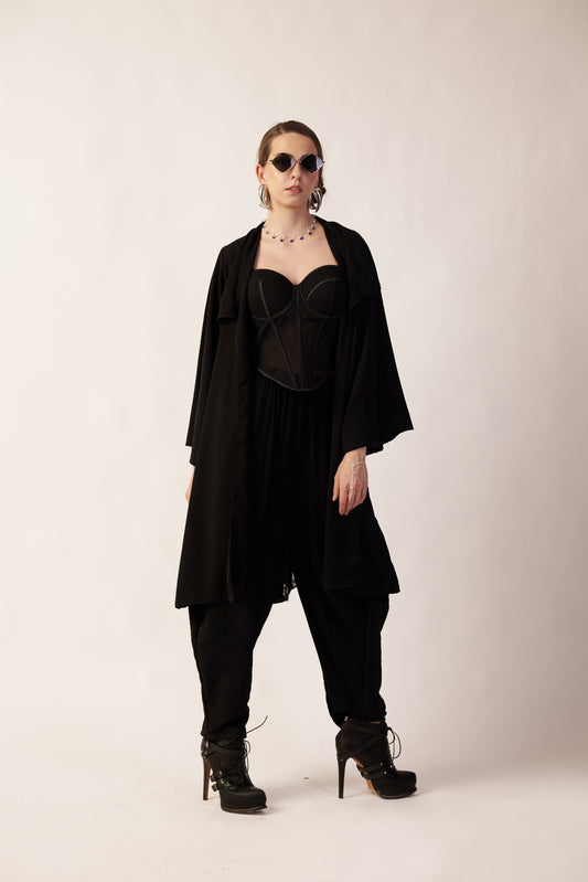 Lunar Eclipse Set : Person wearing a black outfit with sunglasses - near Earth object  | Women Co-ord Set | Pret Clothes | nEo Clothes.