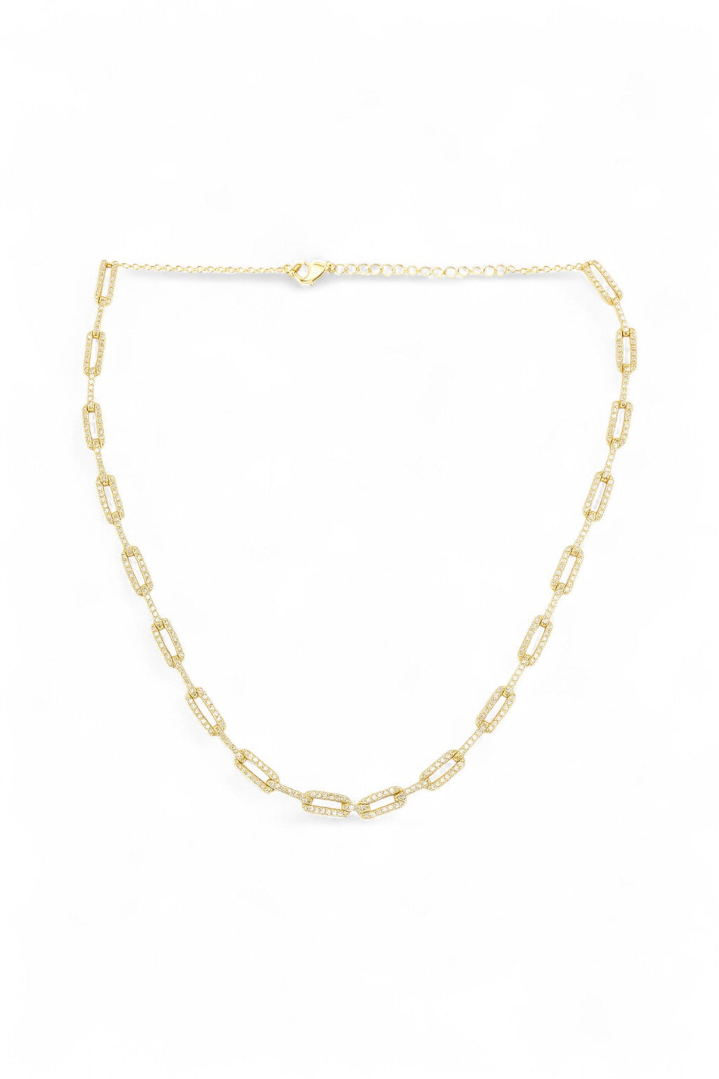 Gold paperclip chain choker with elongated links and minimalist clasp – modern everyday chain jewellery by Near Earth Object.