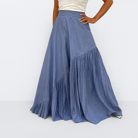 Lunar Tide Skirt : Blue tiered skirt worn by a person -near Earth object  | Women's Skirt | Bottoms | Pret Clothes | nEo Clothes.