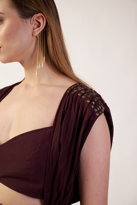 Meteor Ember Set (Overlay and Camisole) : Woman wearing a coca cola camisole with embellished shoulders - near Earth object | Women's Overlay & Camisole | Jacket | Pret Clothes | nEo Clothes.