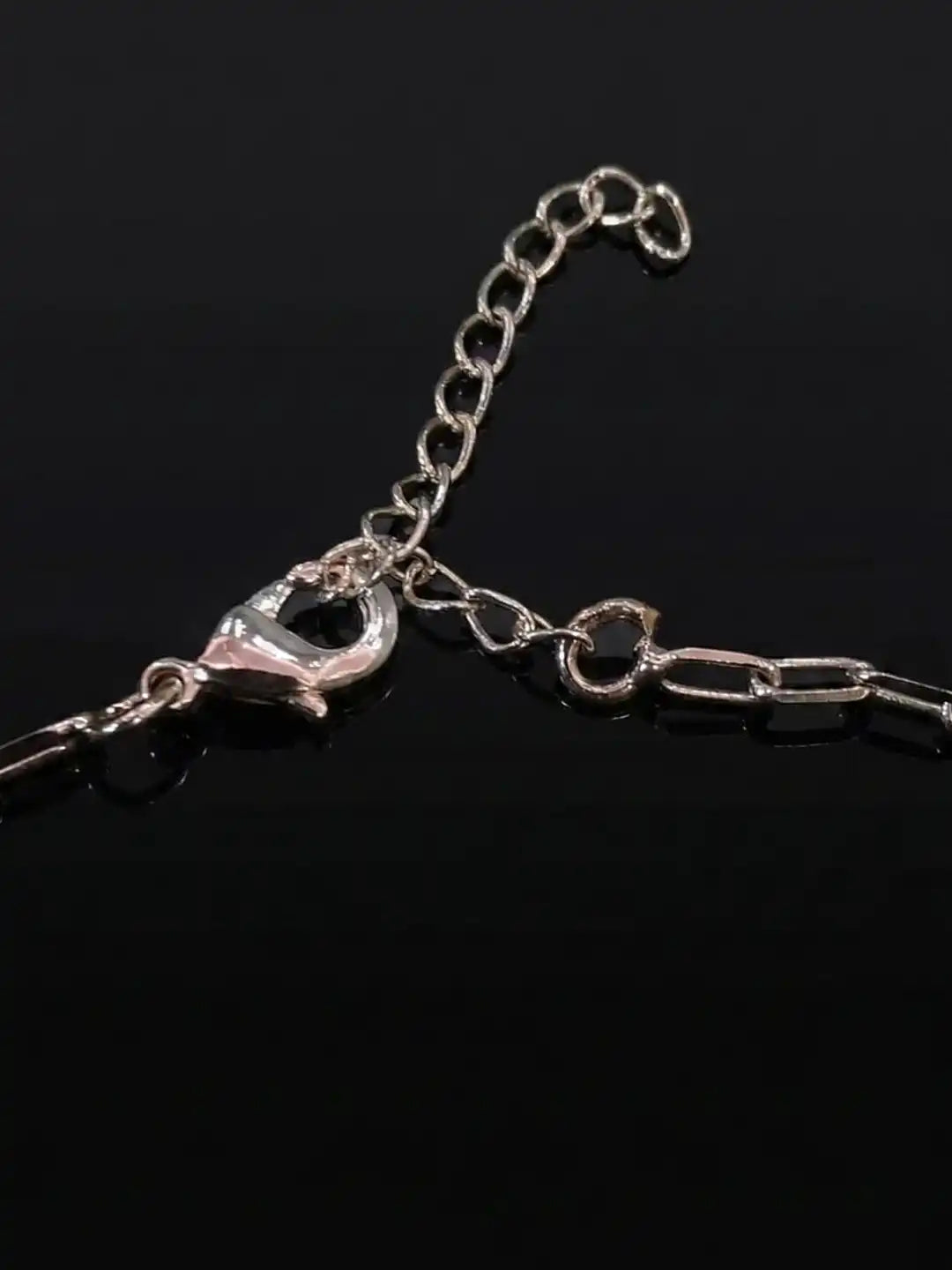 Lock Closeup Silver Statement Necklace with CZstone -Midnight Glint