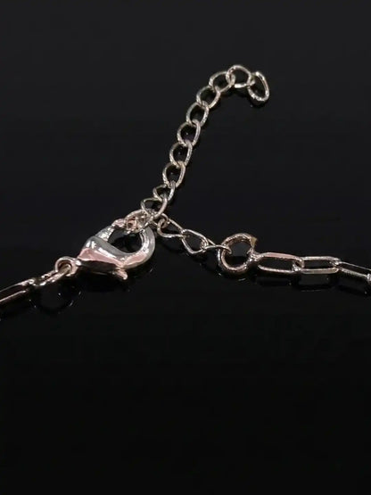 Lock Closeup Silver Statement Necklace with CZstone -Midnight Glint