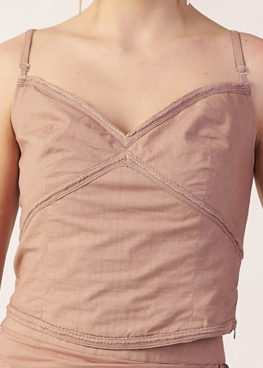 Orbit Cascade Top : Beige Camisole Beige  Orbit Cascade Co-Ord Set Dress worn by a person - near Earth object | Women's Top | Tops | Pret Clothes | nEo Clothes