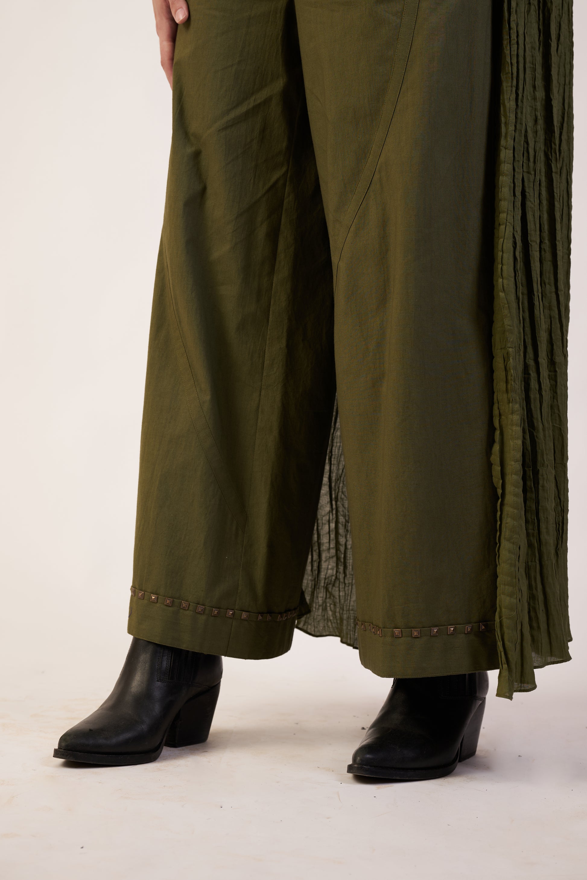 Orbit Trail Pant : Military Green wide-leg pants - near Earth object | Women's Pants | Bottoms | Pret Clothes | nEo Clothes.