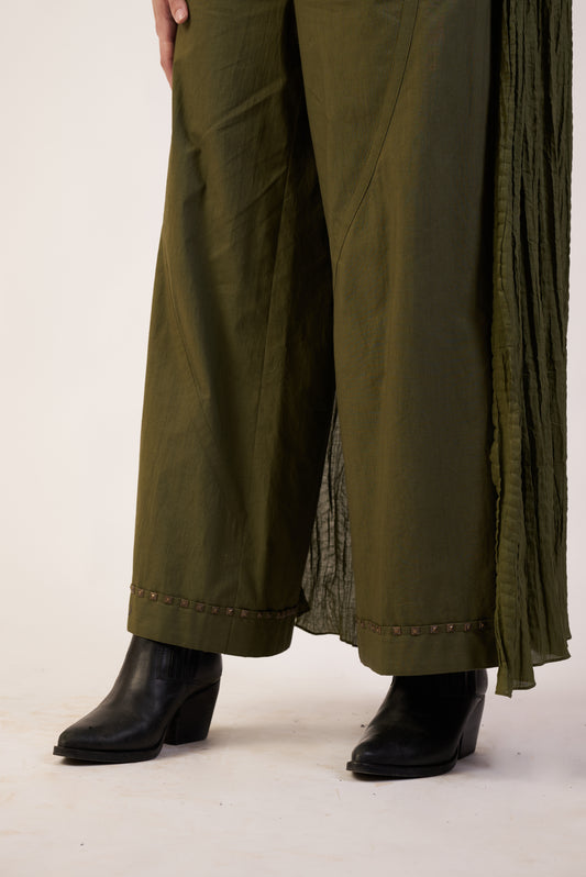 Orbit Trail Pant : Military Green wide-leg pants - near Earth object | Women's Pants | Bottoms | Pret Clothes | nEo Clothes.