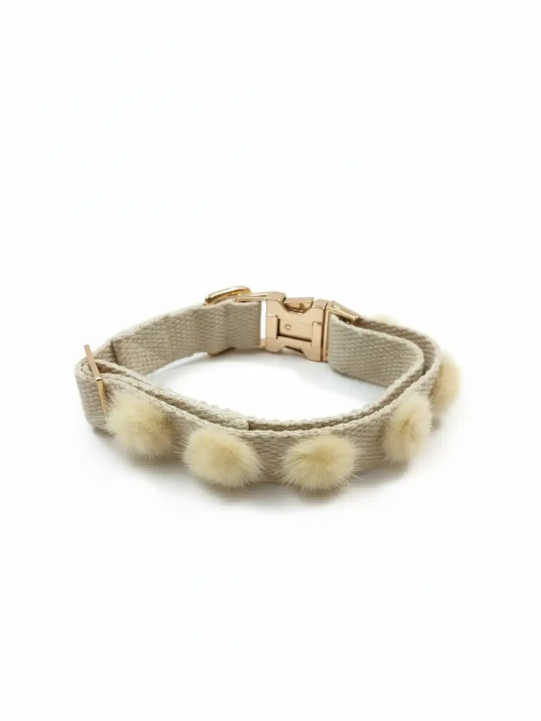 Bracelet with beige pom-poms Collar Rosegold