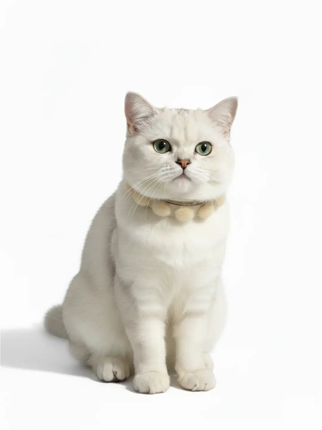 White cat with a gold collar Rosegold