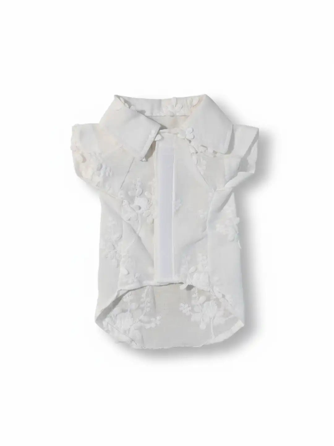 White dog shirt with lace details 