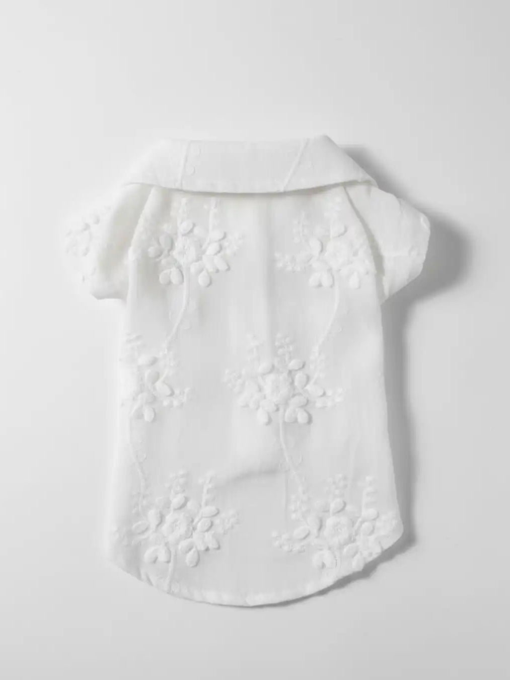 White pet dress with floral embroidery 