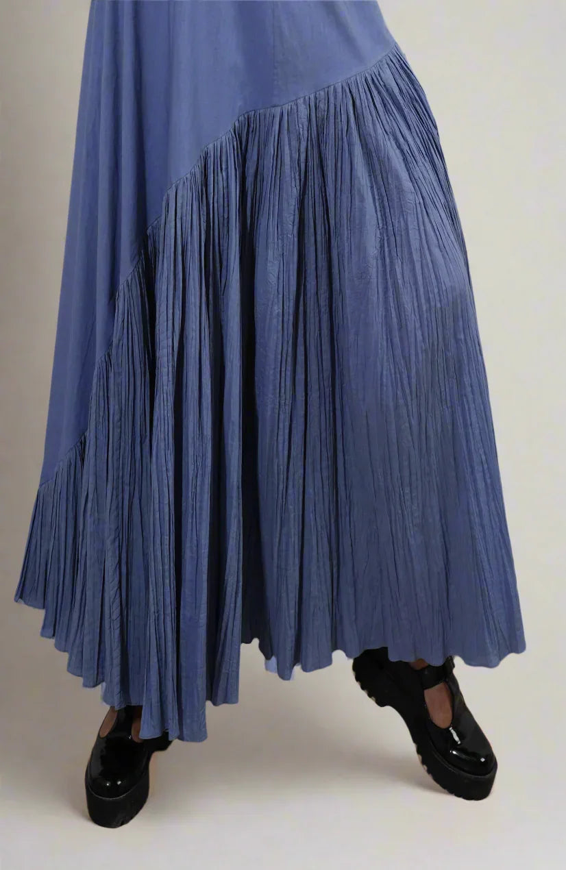 Blue pleated skirt worn by a person  | Women's Skirt | Bottoms | Pret Clothes | nEo Clothes.