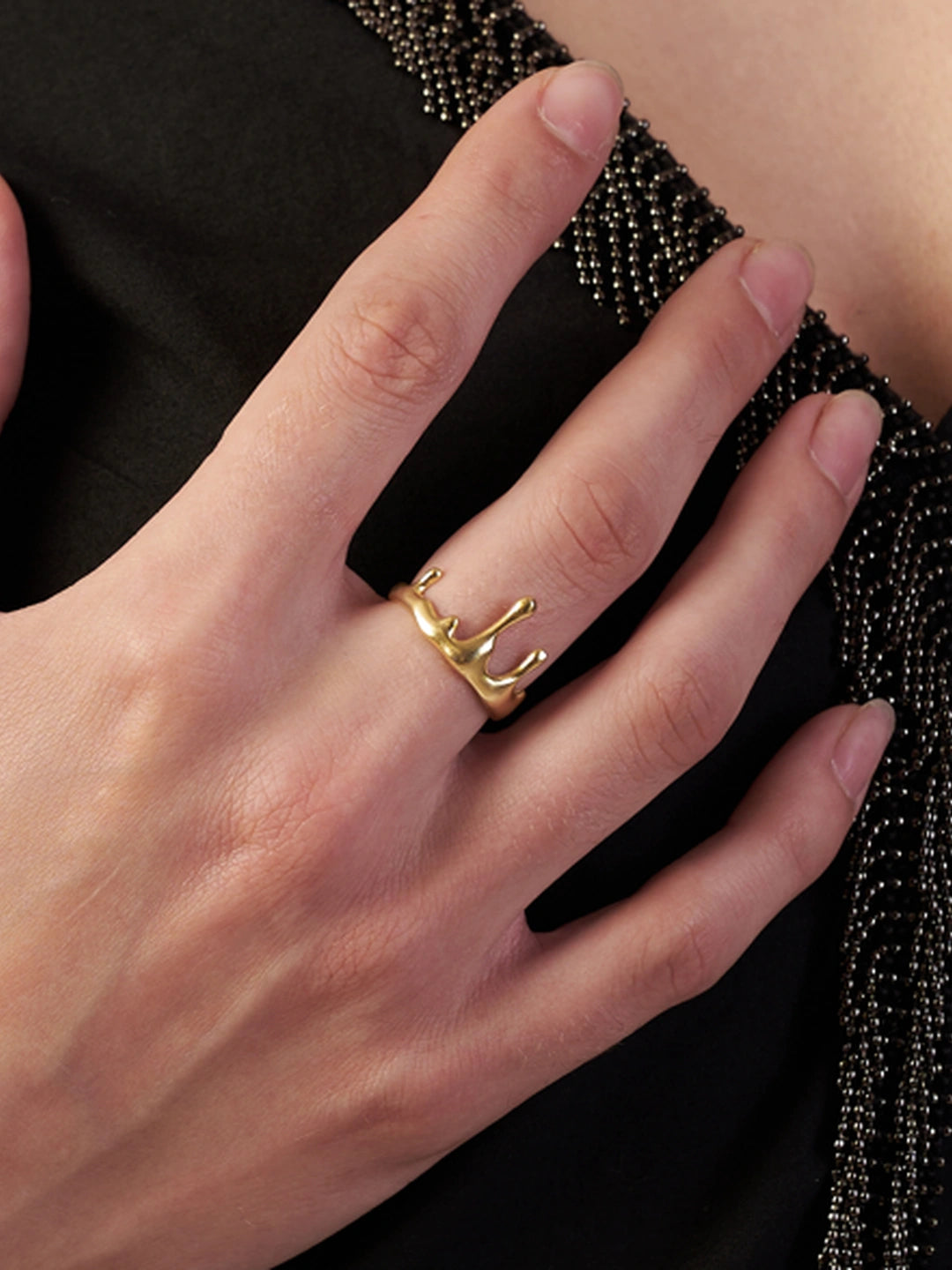 24k Gold Plated Ring  Solar Drip Ring