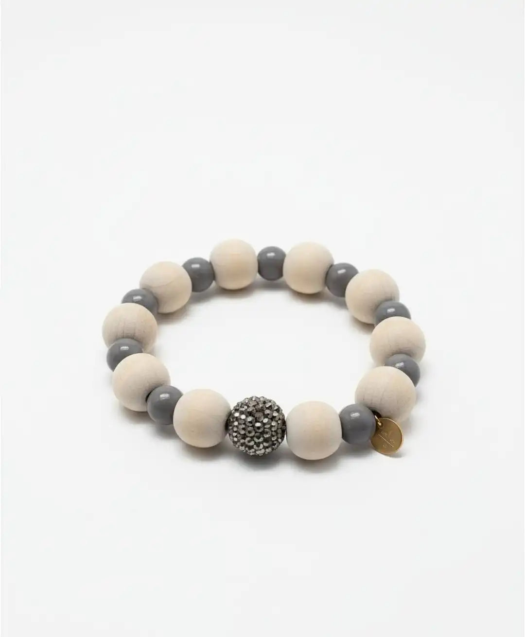 Beaded bracelet with gray and white beads 