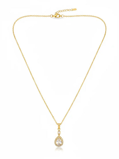Gold necklace with a teardrop-shaped pendant 