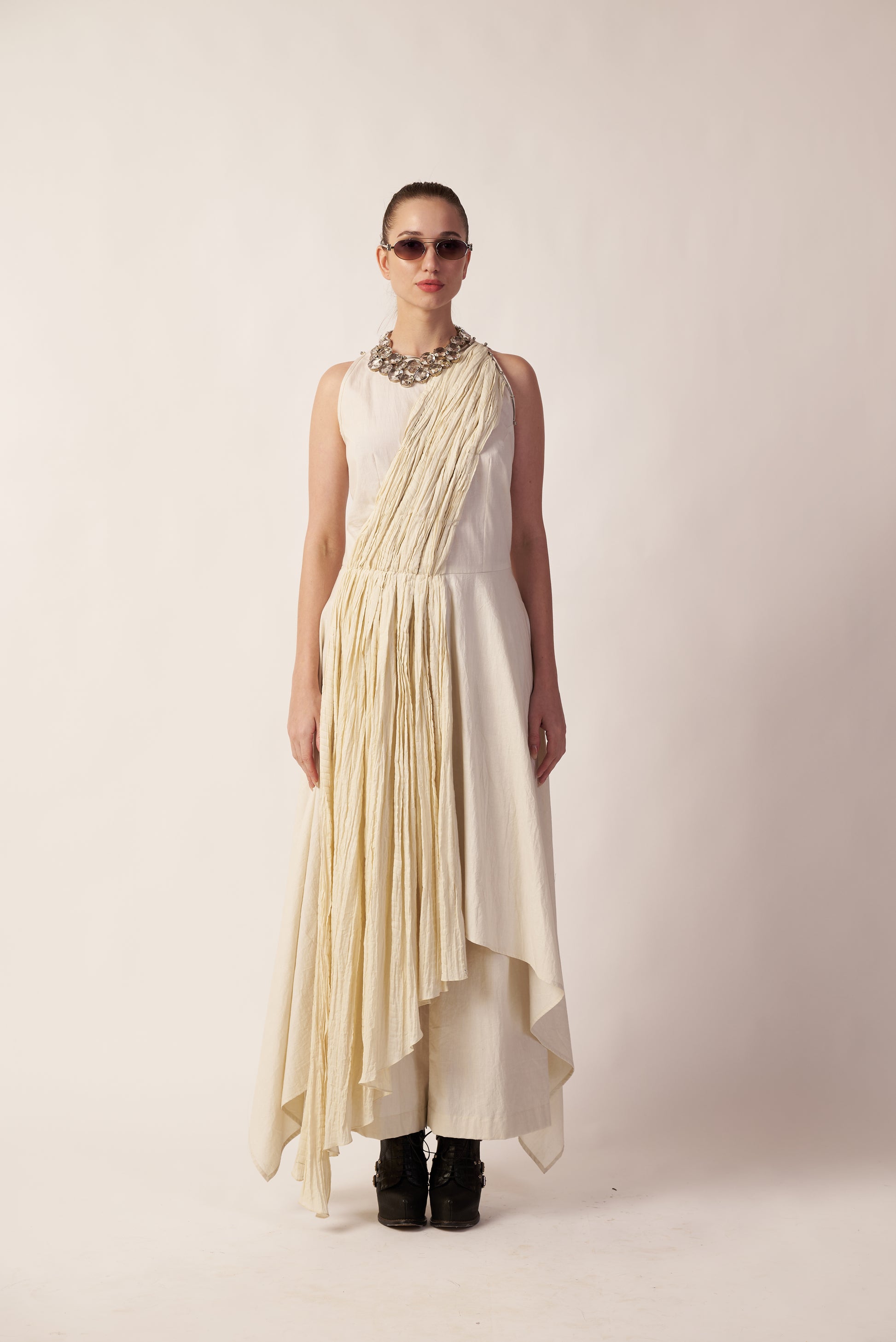 Stellar Pleat : Woman wearing a flowing dress - near Earth object | Women Jumpsuit | Pret Clothes | nEo Clothes.