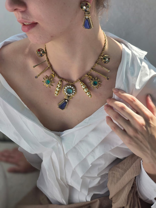 Heritage Gold Sunshard Royal Set Necklace & Earrings - Heritage jewelry by nEo