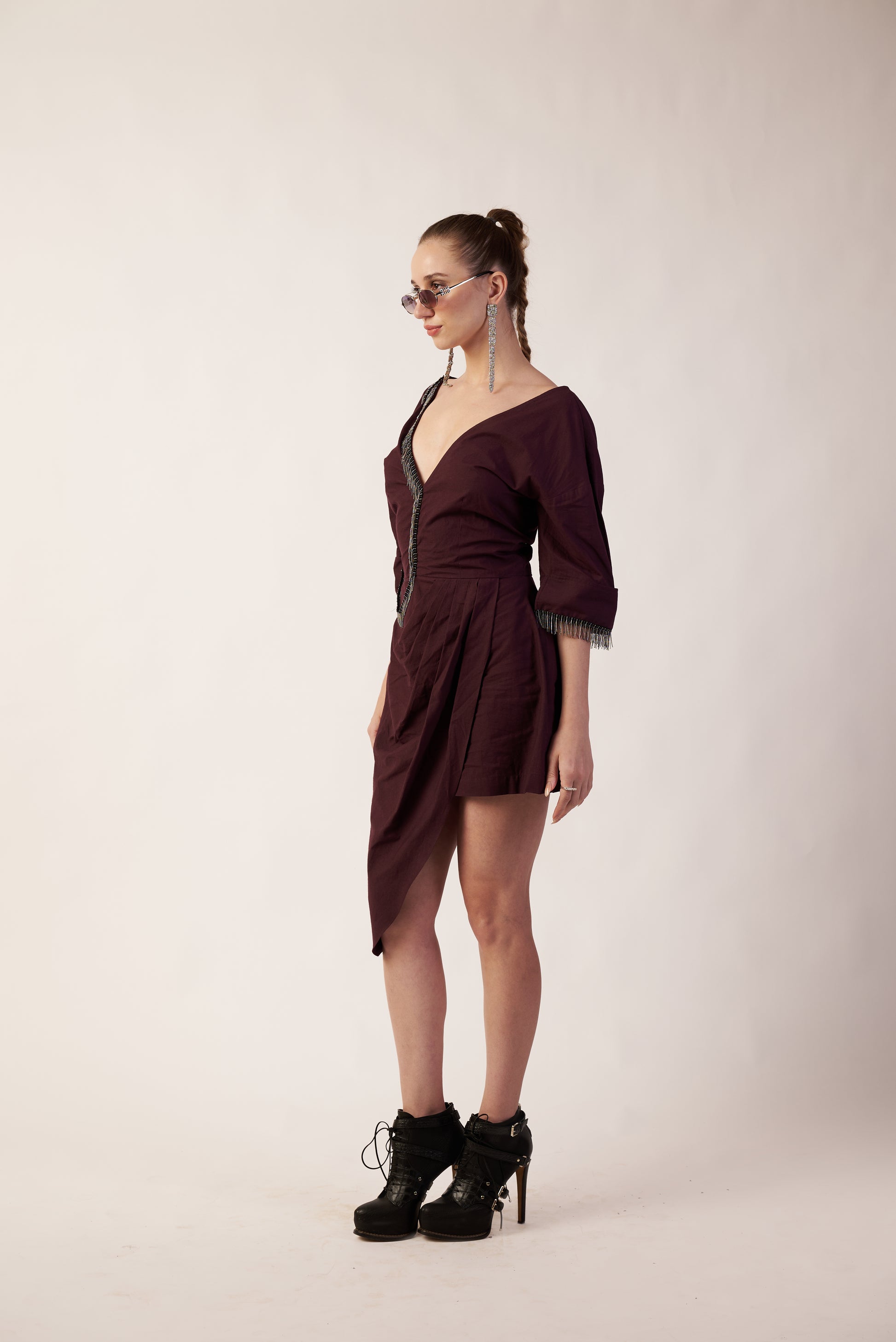 Woman wearing a Coca Cola dress with a V-neckline and three-quarter sleeves  | Women Dresses | Pret Clothes | nEo Clothes.