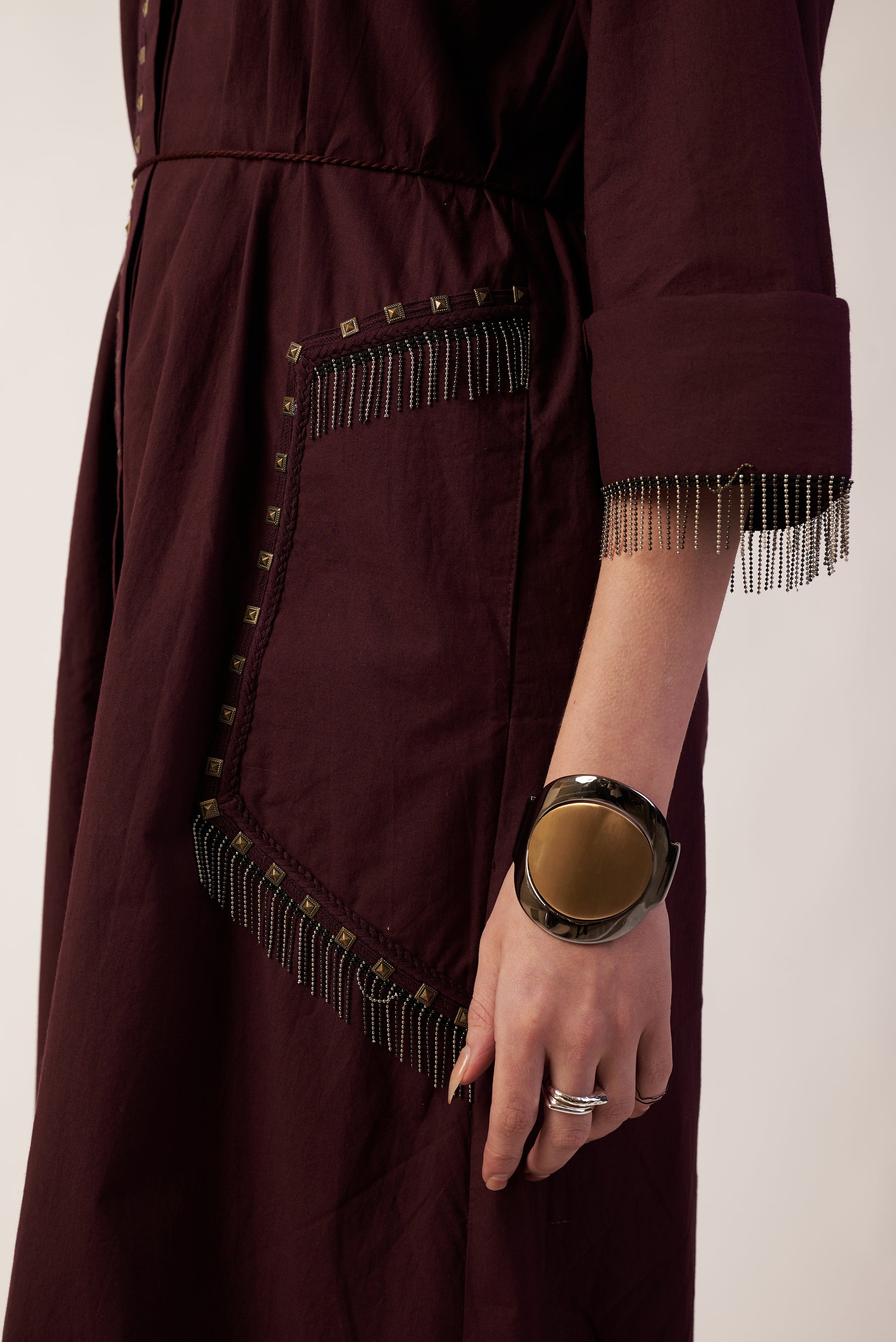 Coca Cola dress with fringe details with hand cuff and silver rings  | Women Dress | Pret Clothes | |Asymmetrical Dress | nEo Clothes.