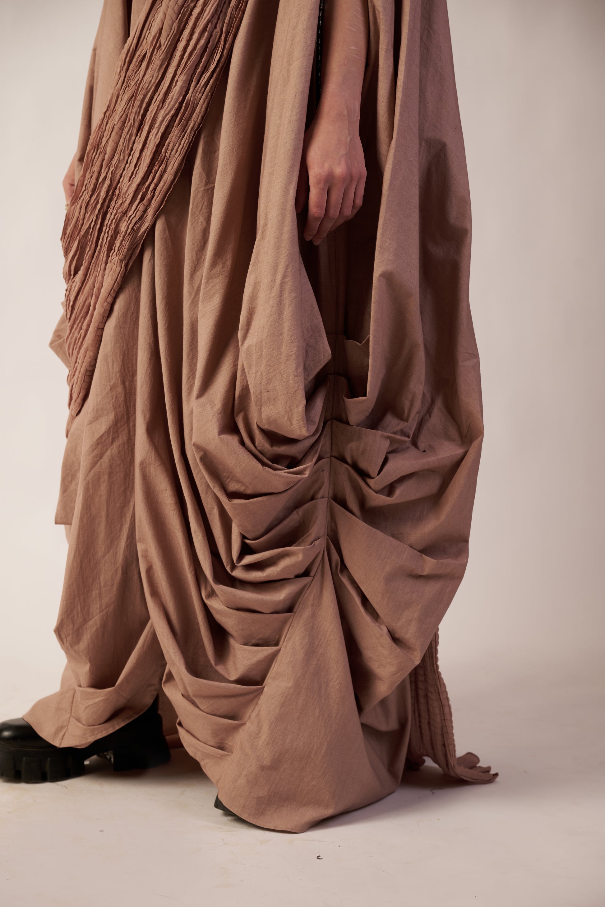 Draped beige with black shoes | Women Dresses | Pret Clothes | nEo Clothes.