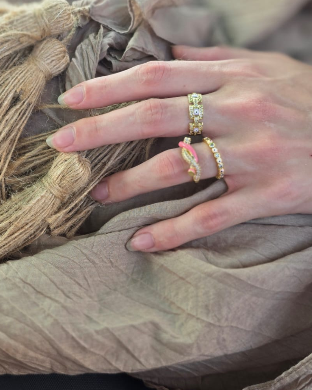 Celeste Bloom Rings - (Stack of 3)