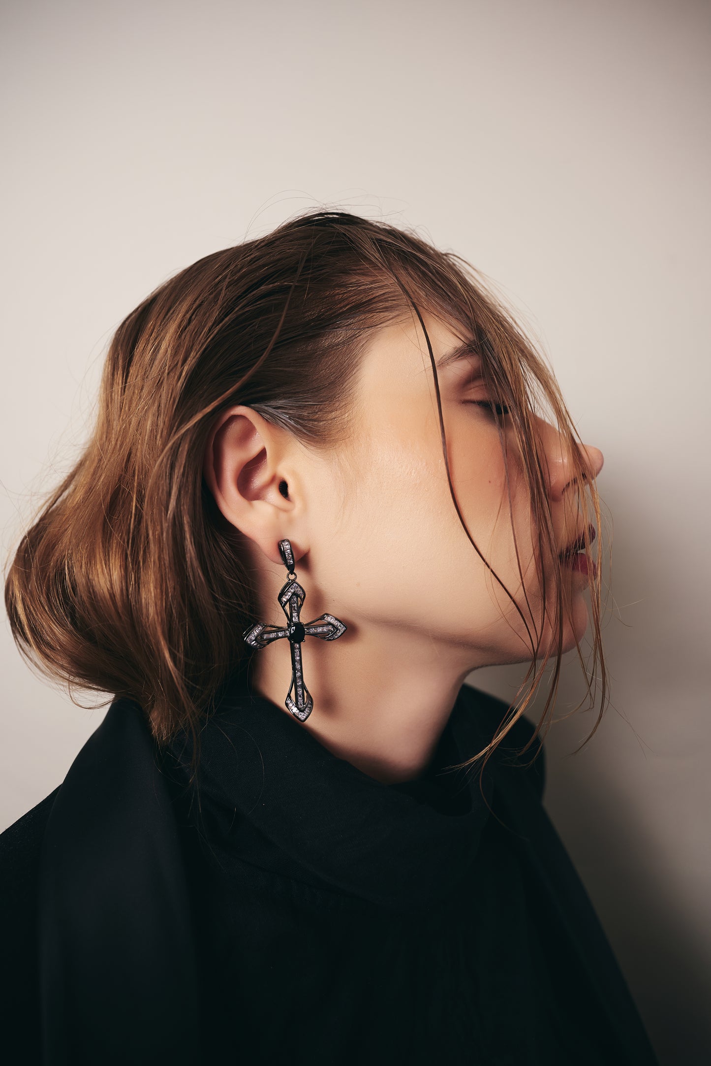 Obsidian Cross Drops