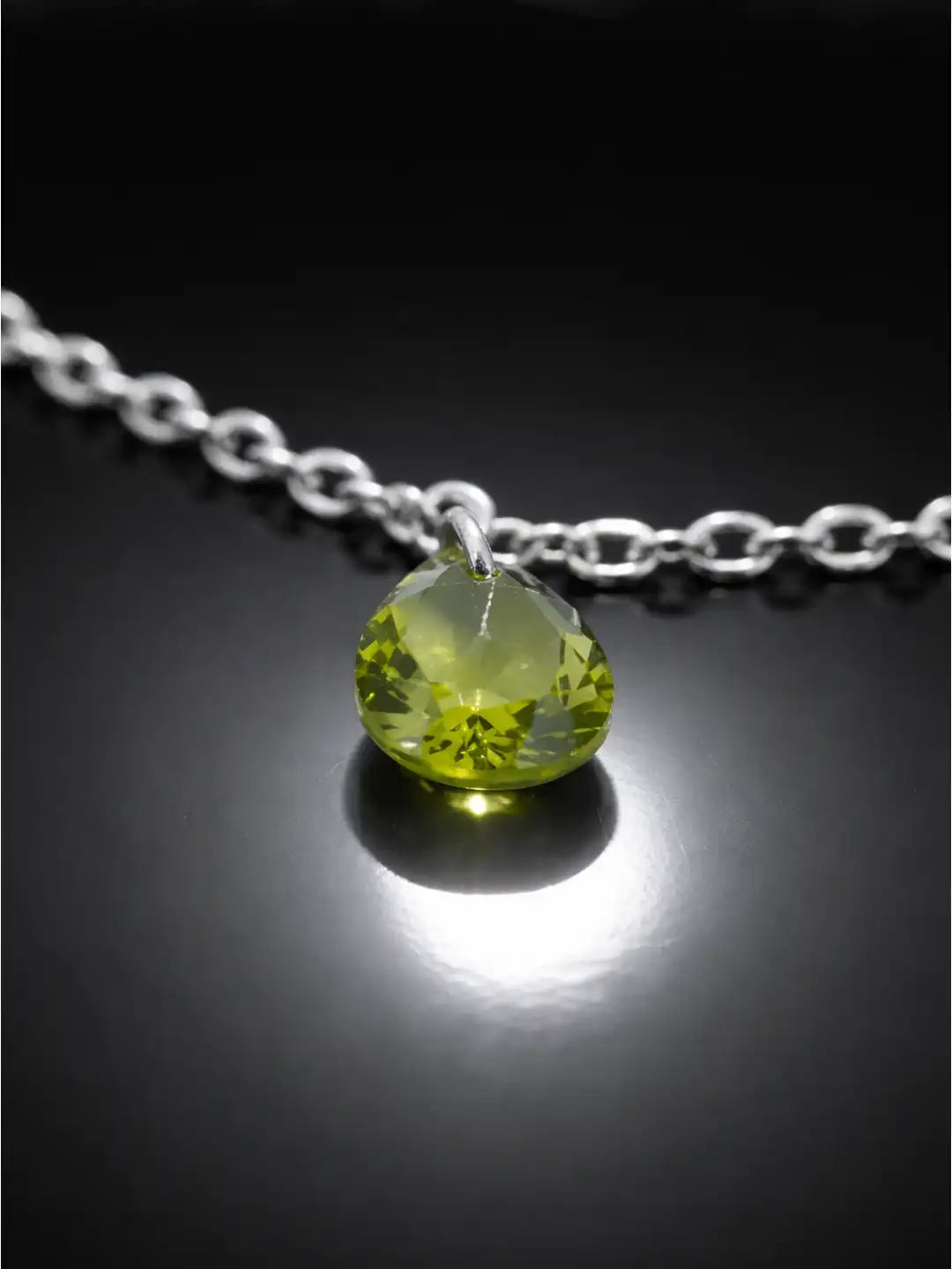 Close-Up Yellow Gemstone of Silver Verdant Orbit Necklace crafted in 925 silver