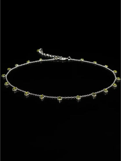 Silver Verdant Orbit Necklace with Yellow Gemstone crafted in 925 silver