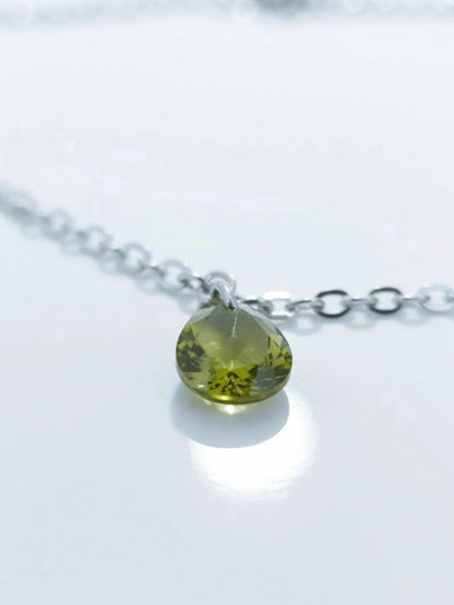 Close-Up Yellow Gemstone of Silver Verdant Orbit Necklace crafted in 925 silver