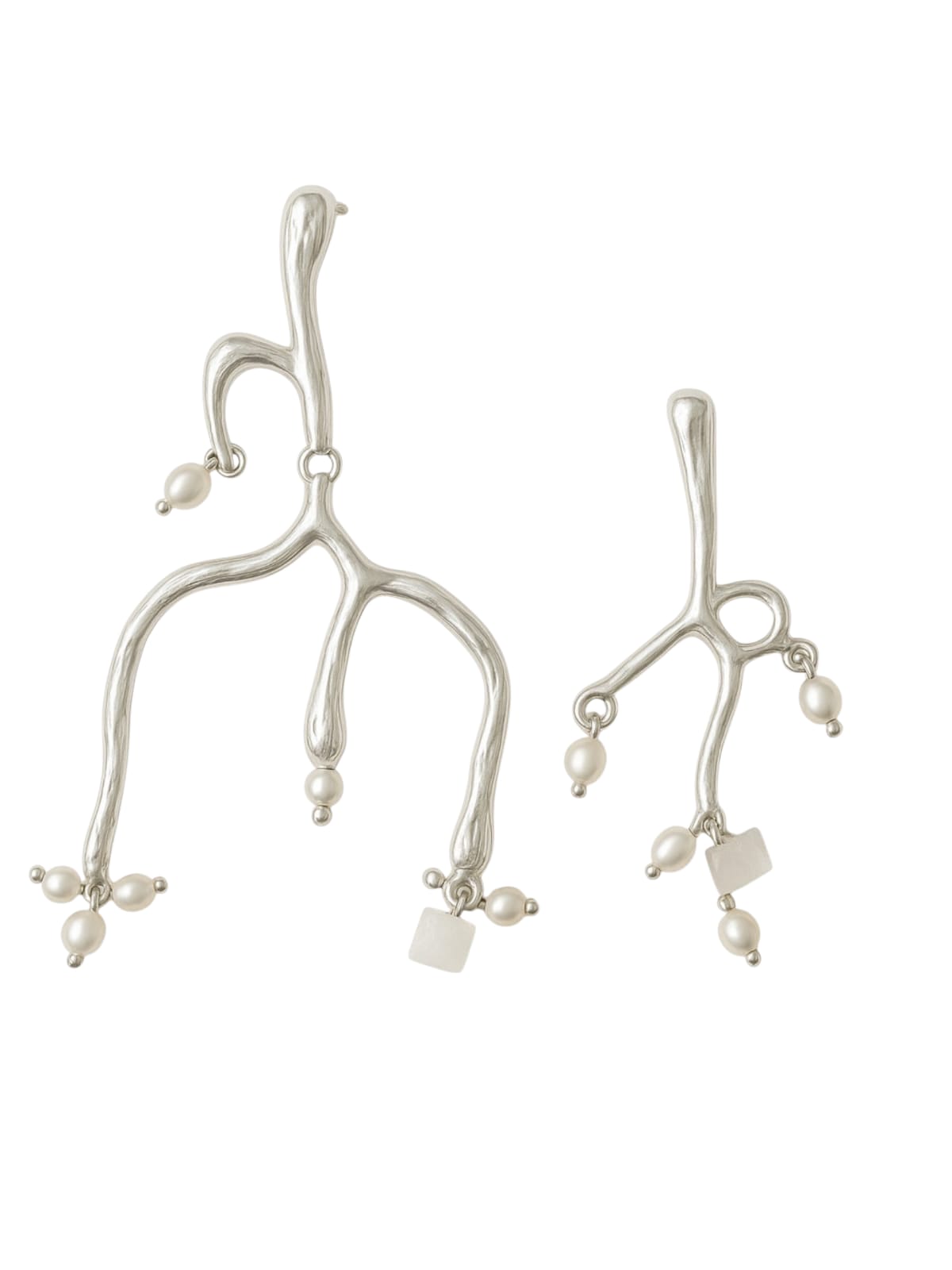 Silver earrings with pearl | Statement Earrings | neo jewelry 