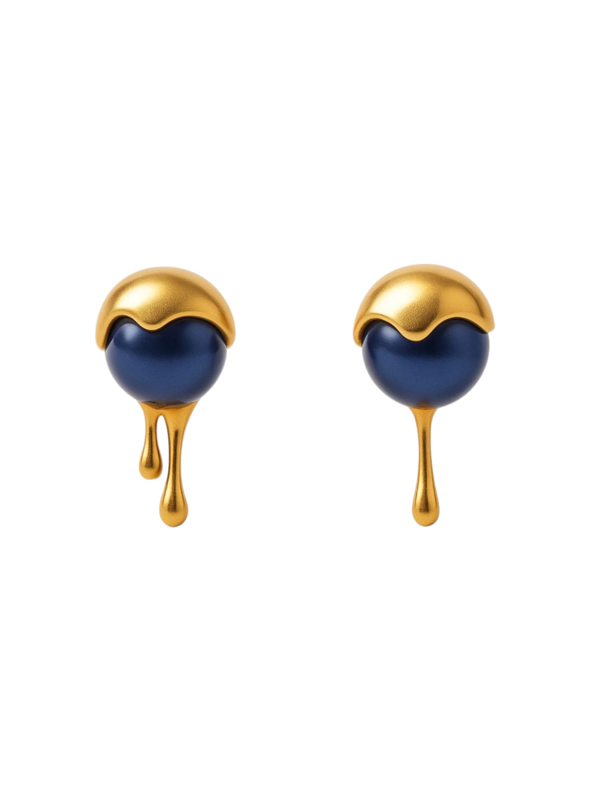 Pair of earrings with blue centers and gold accents  | Statement Earrings | neo jewelry