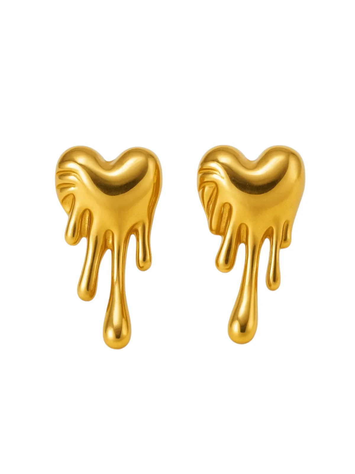 Gold heart-shaped earrings with a dripping design | Statement Earrings | neo jewelry 