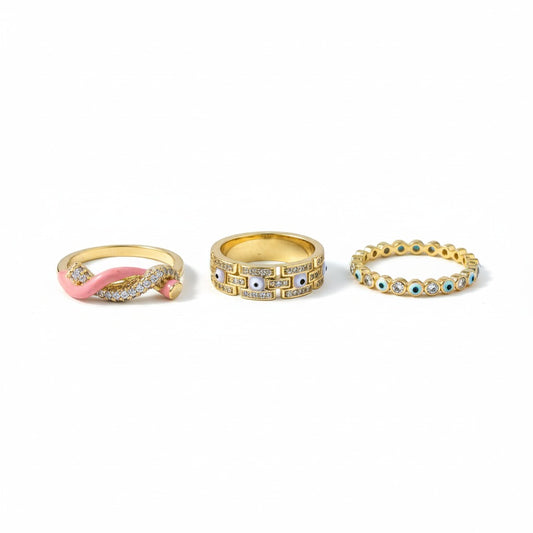 Celeste Bloom Rings - (Stack of 3)