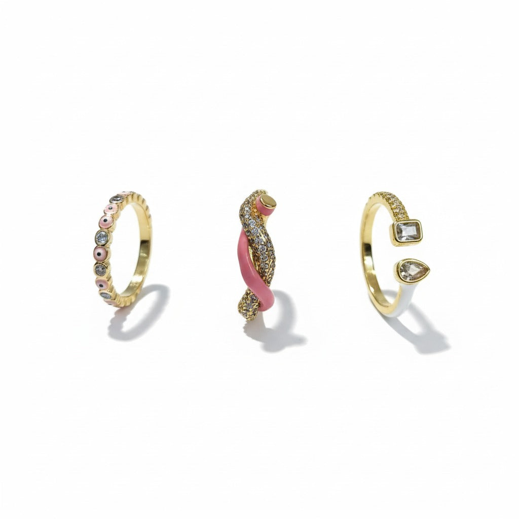Blush Aura Ring - (Stack of 3)