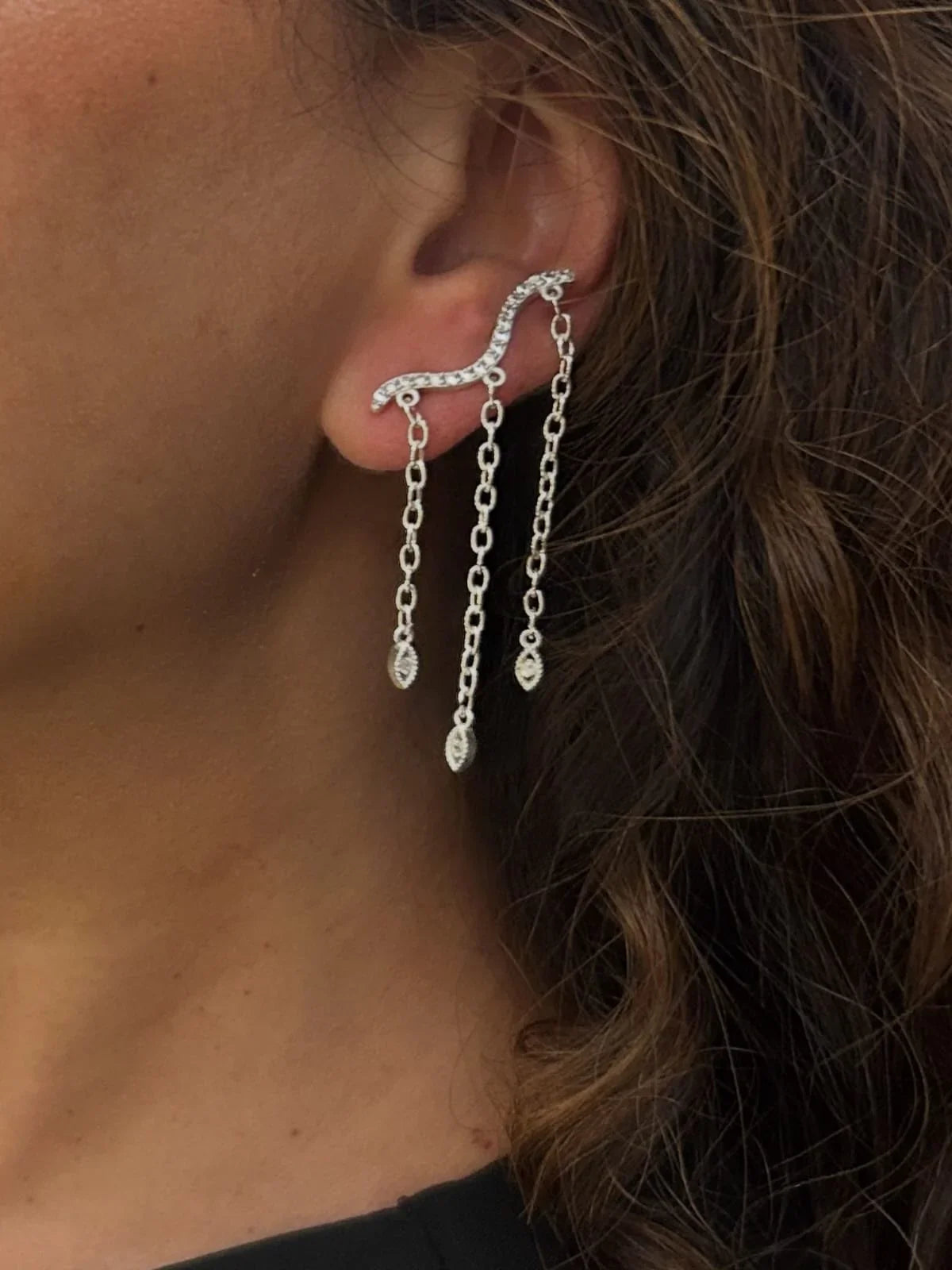 Silver chain earring | Statement Earrings | neo jewelry 