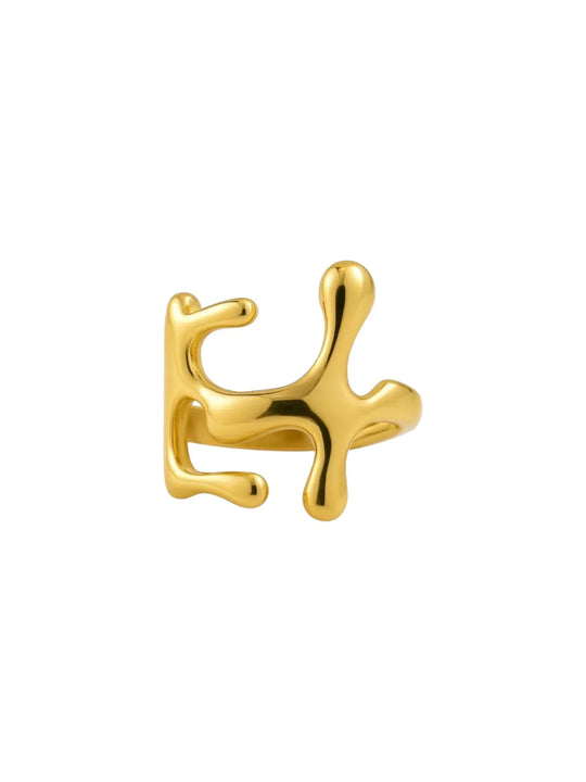 Gold abstract earring | Statement Ring | Asymmetrical Ring  | neo jewelry 