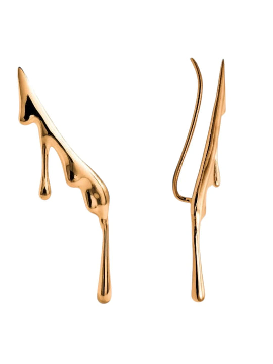 Modern Gold Drip Design Earrings artistic molten metal look  | Statement Earrings | neo jewelry 