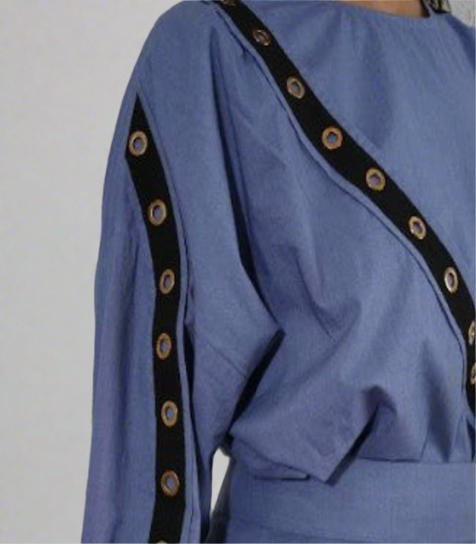Blue Top with black straps and gold buttons | Women's Top | Top | Pret Clothes | nEo Clothes
