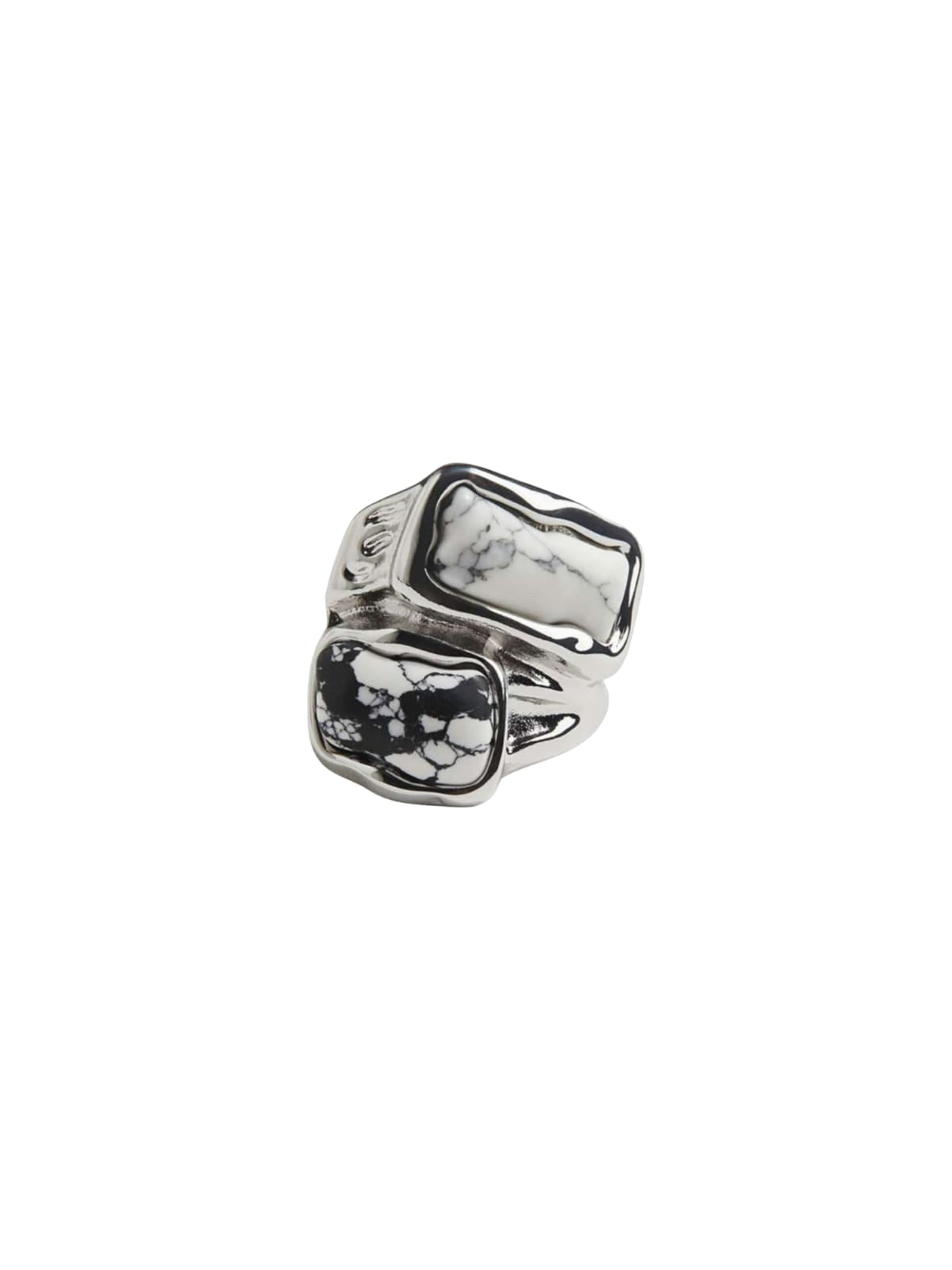 Stack of silver rings with black stone inlays | Statement Ring | Asymmetrical Ring  | neo jewelry 