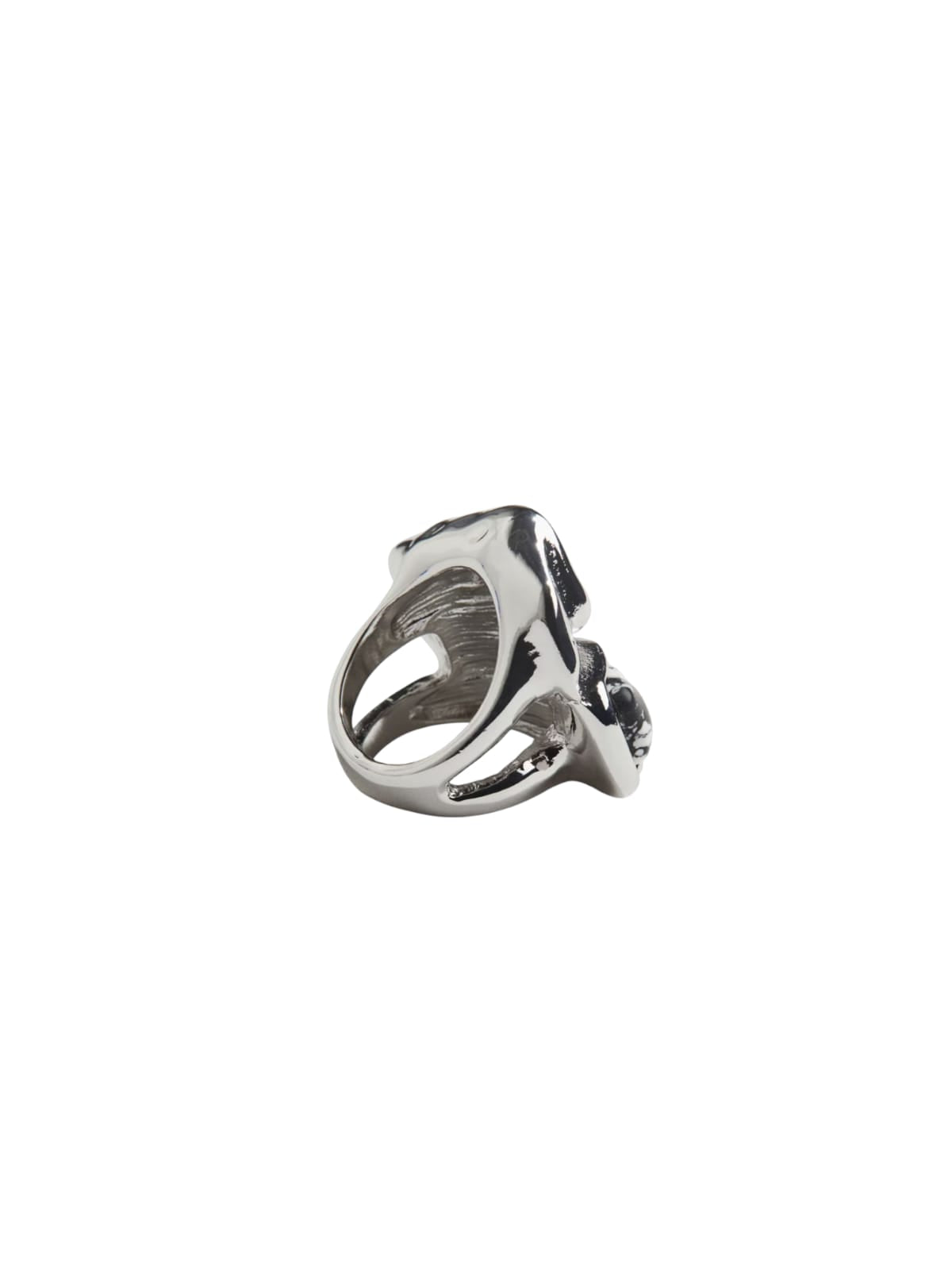 Silver ring with a black gemstone | Statement Ring | Asymmetrical Ring  | neo jewelry 