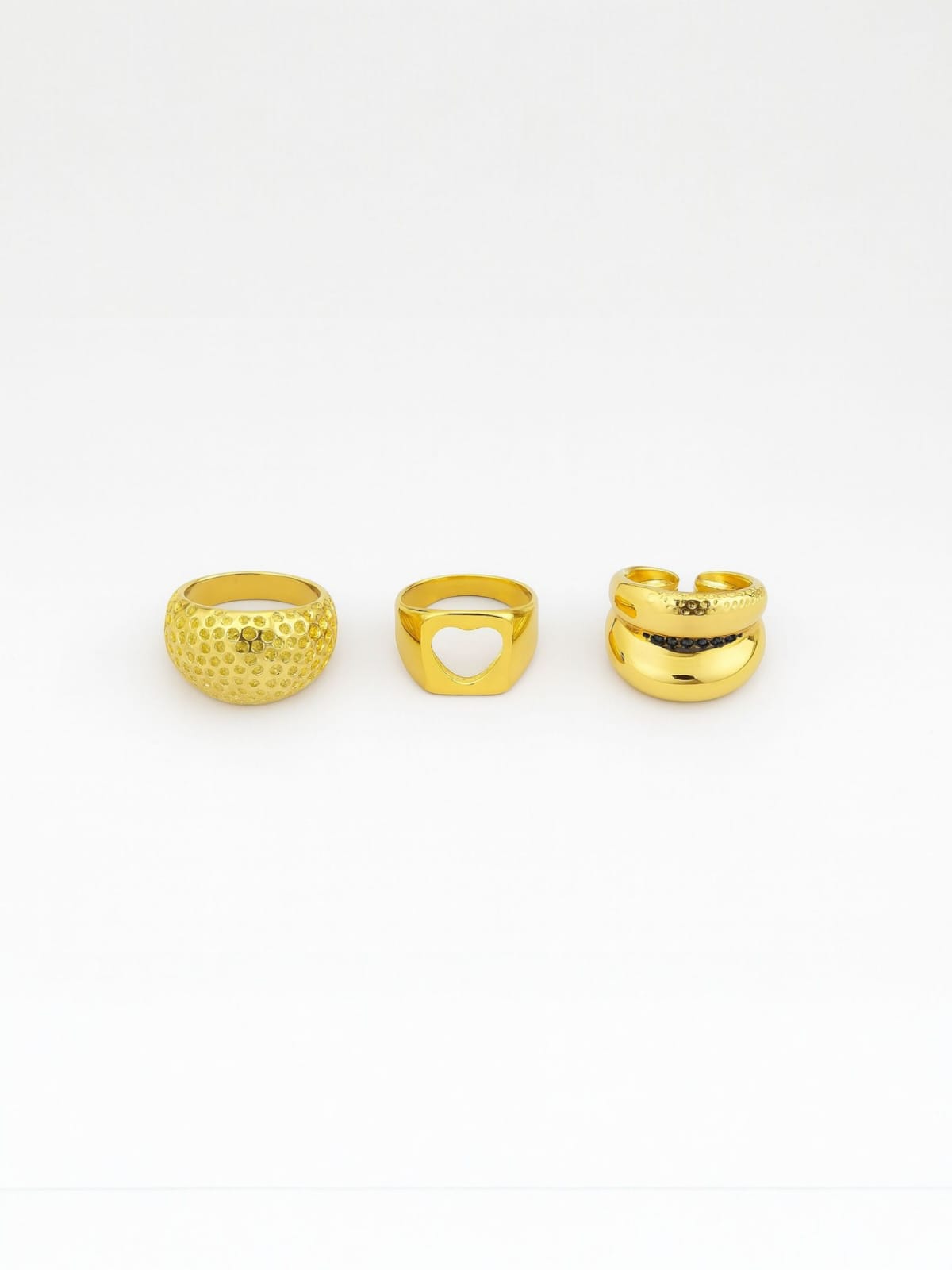Three Gold Rings set look different and designing shape | Statement Ring | Asymmetrical Ring  | neo jewelry 