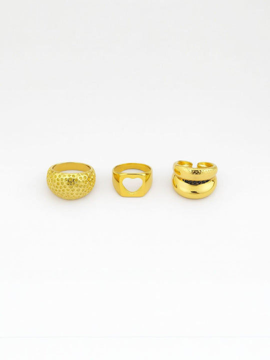 Three Gold Rings set look different and designing shape | Statement Ring | Asymmetrical Ring  | neo jewelry 