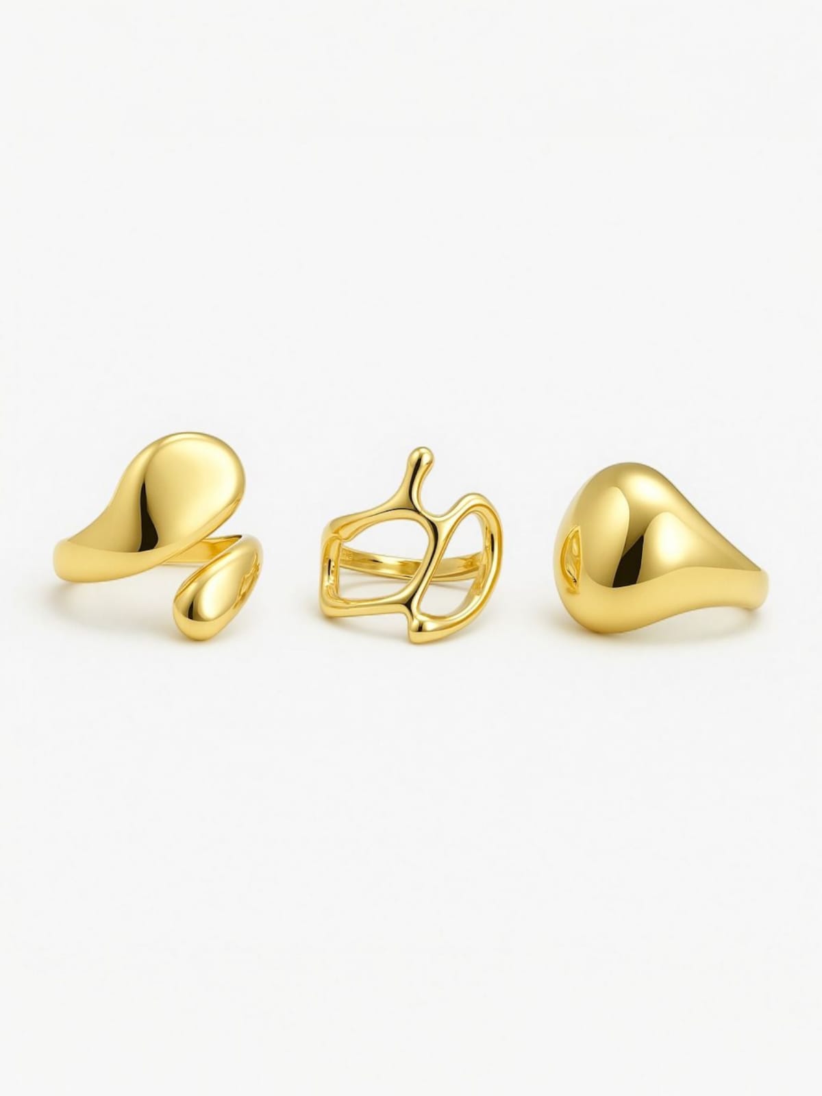 Set of Three designing gold rings | Statement Ring | Asymmetrical Ring  | neo jewelry 