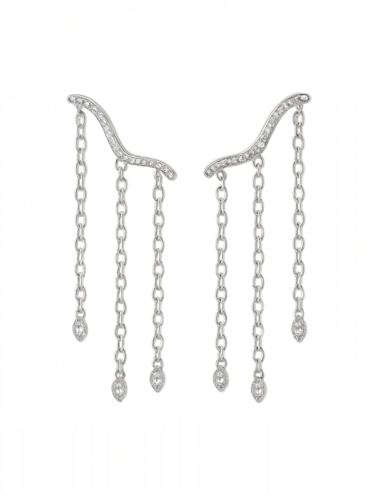 Pair of silver earrings with chain designs | Statement Earrings | neo jewelry 