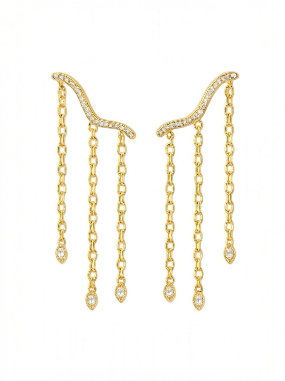 Gold chain earrings with small diamonds | Statement Earring | neo jewelry