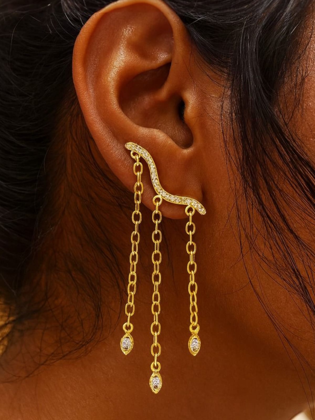 Gold chain earring  | Statement Earrings | neo jewelry 