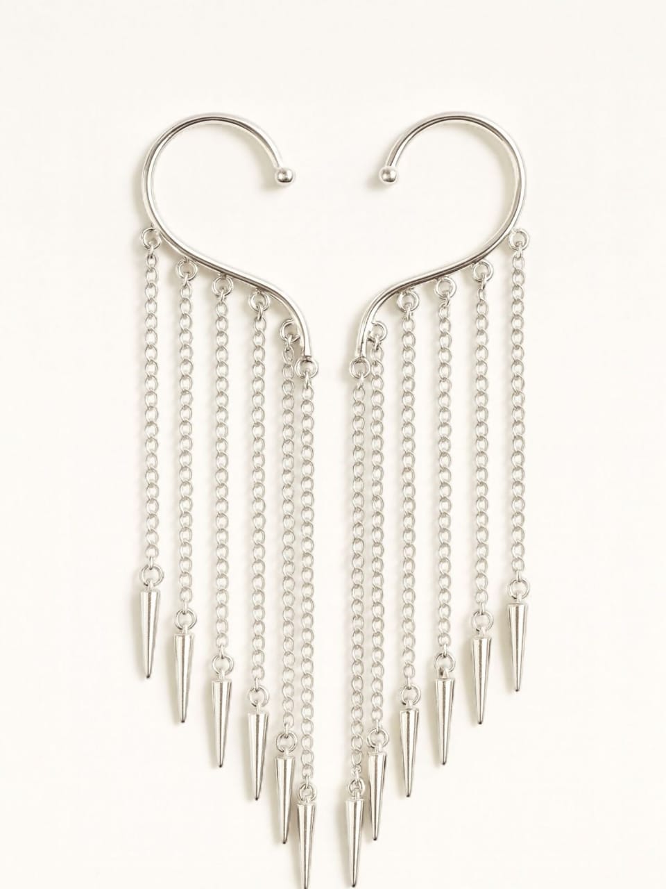 Silver chain Ear Cuffs Earrings with spike details  | Statement Ear Cuffs | neo jewelry 