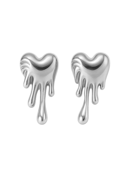 Silver molten Heart design Earring |Statement Earrings | neo jewelry 