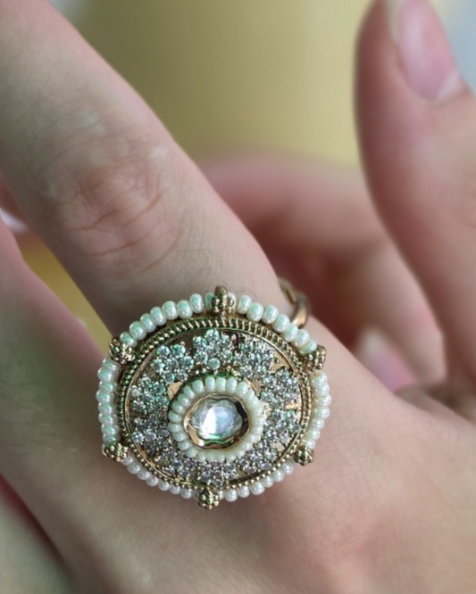 White Empress Lumina Cocktail Ring - Heritage  Jewelry by nEo