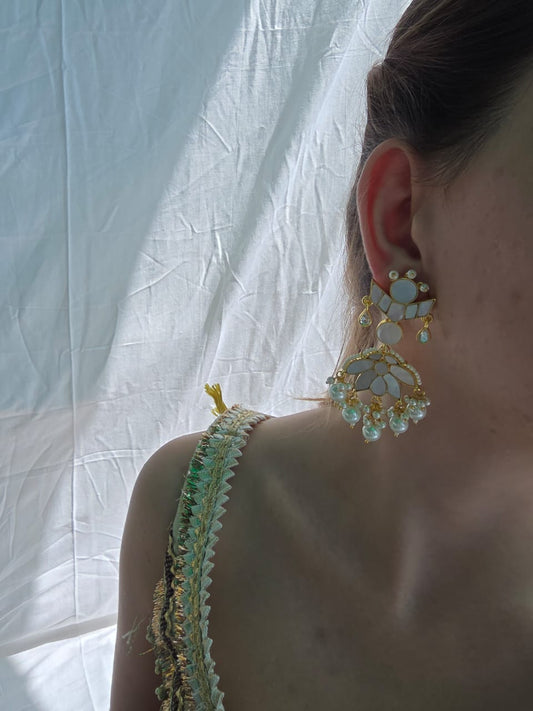 White Lustre Bloom Earrings - Heritage Jewelry by nEo