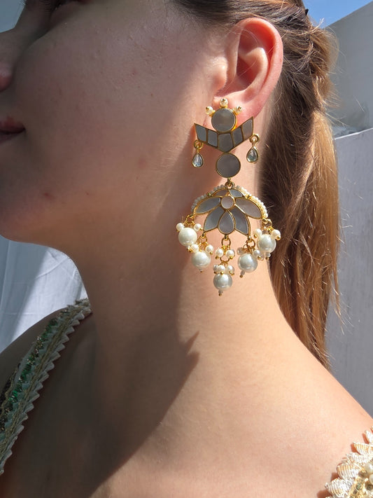 White Lustre Bloom Earrings - Heritage Jewelry by nEo